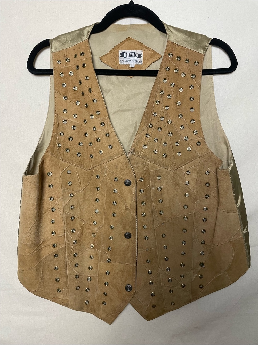 Vintage Tan Suede Grommet Vest